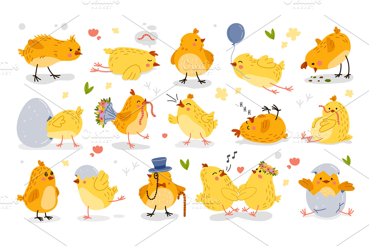 Cartoon funny chick characters, an Animal Illustration by Buch&Bee