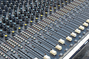 Sound board containing sound, board, and mixing, a Technology Photo by WorldOfPhotos