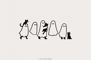 Ghosts With Cats PNG, Cute, an Illustration by SharpMarketplace