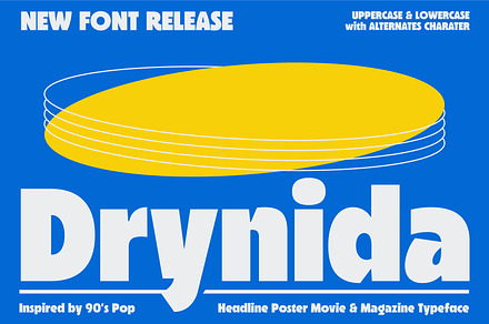 Drynida - 90’s Pop Headline font, a Font by Roams Type