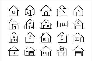 Collection of Minimalist House Icons, an Outline Icon by Vectorium Studio