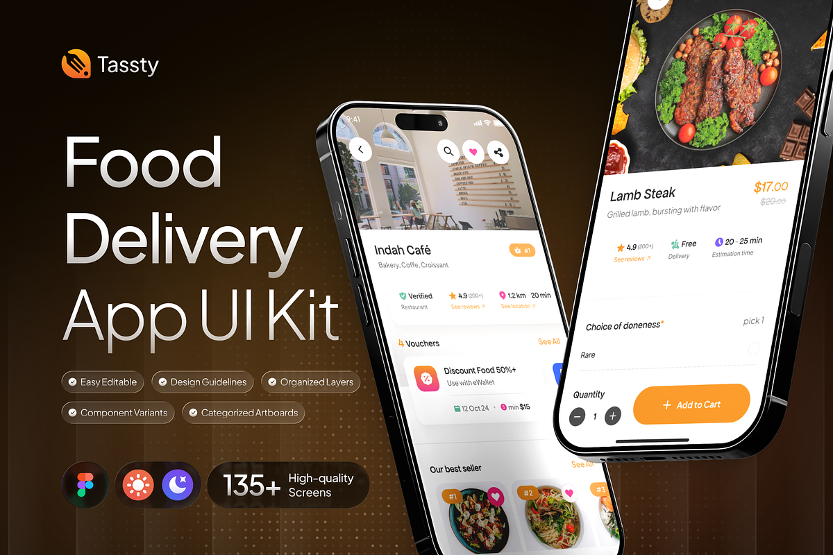 TASSTY - Food Delivery App UI Kit, an UI Kit Template by Rafiq | YDN (Photo 1 of 6)