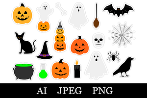 Halloween stickers PNG template