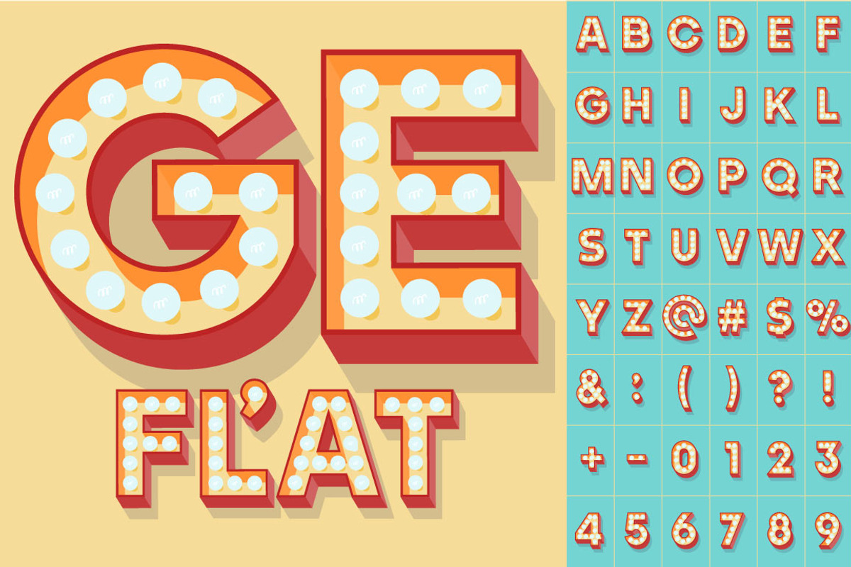Illustration of flat lamp alphabet 2 preview 6