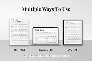 Diet Log, Food Log, Diet Planner