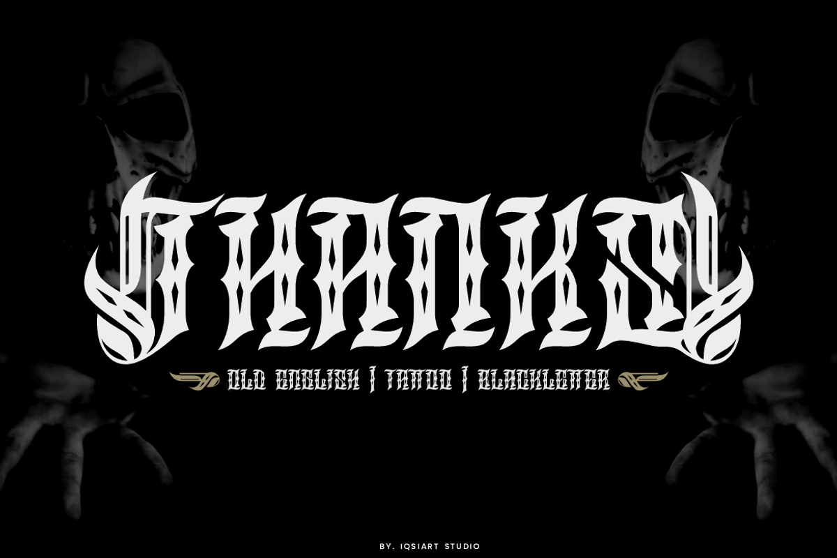 Black Somler - Tattoo Artdeco Font, a Blackletter Font by Iqsiart Studio (Photo 9 of 9)
