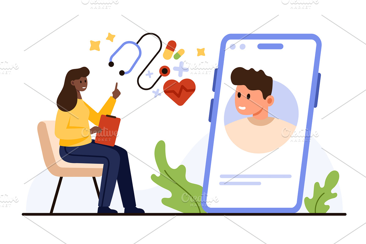 Telehealth Consultation Embracing, a Technology Illustration by Flashvector