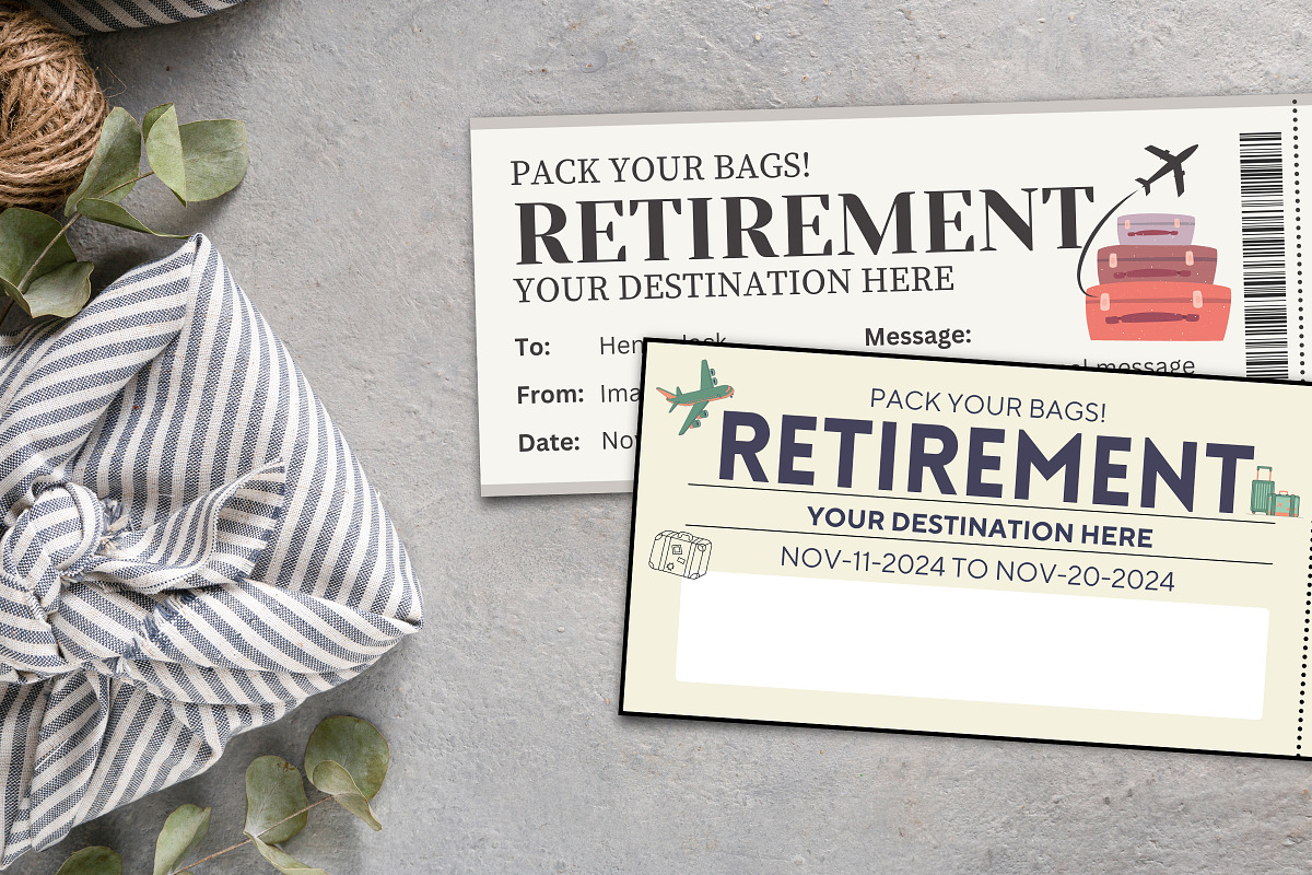 Retirement Boarding Pass Template, a Card Template by Snapybiz (Photo 7 of 10)