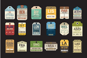 Luggage vintage tags. Travel, an Illustration by Stock-Smart-Start