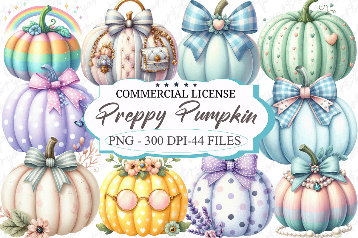 Pastel Preppy Pumpkin PNG, an Illustration by designcity5 (Photo 1 of 5)