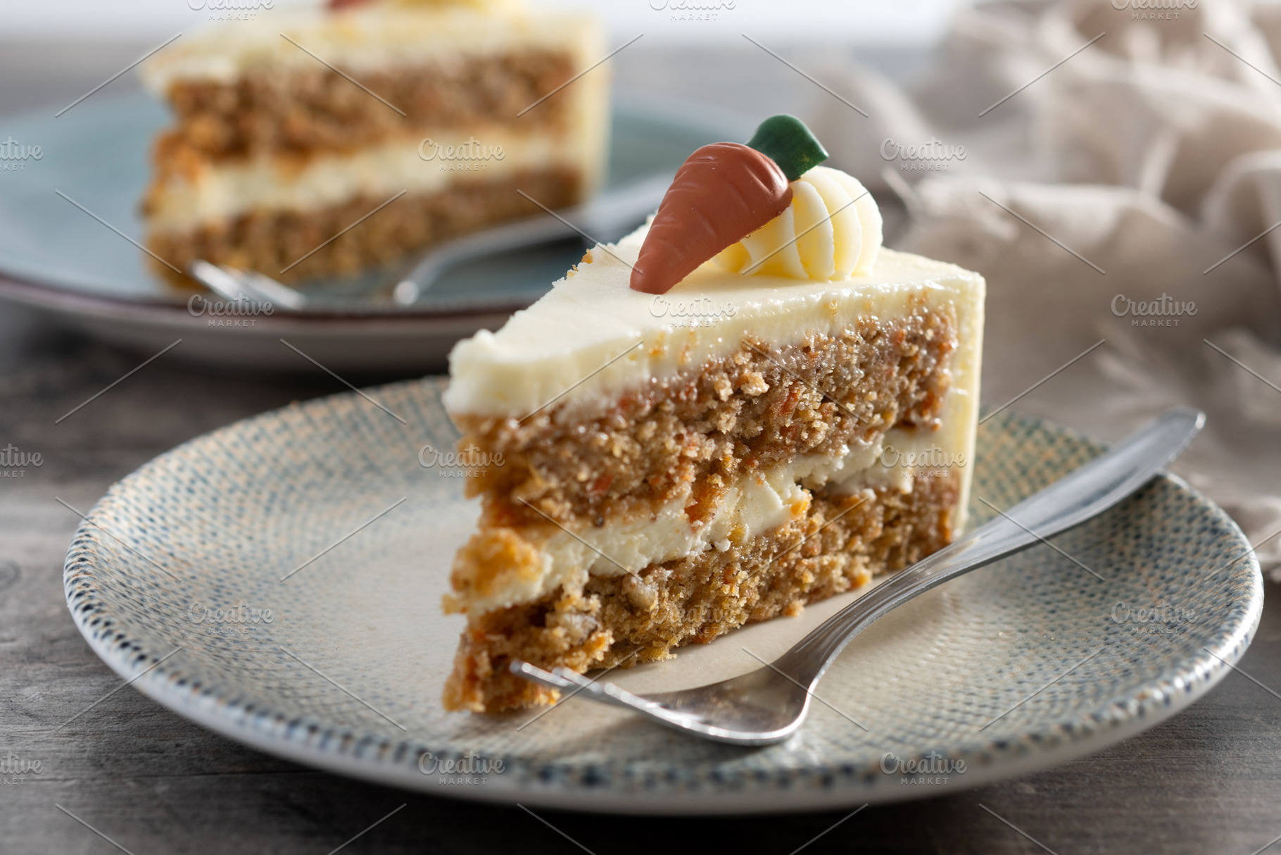 Carrot cake slice with cream cheese frosting, a Food & Drink Photo by etorres69