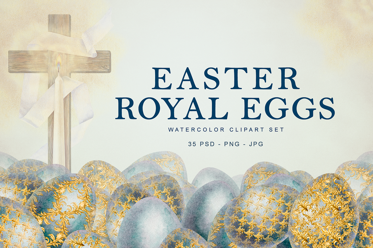 Easter Royal Eggs Clipart Set, a Decorative Illustration by EL_SUHOVA (Photo 1 of 7)