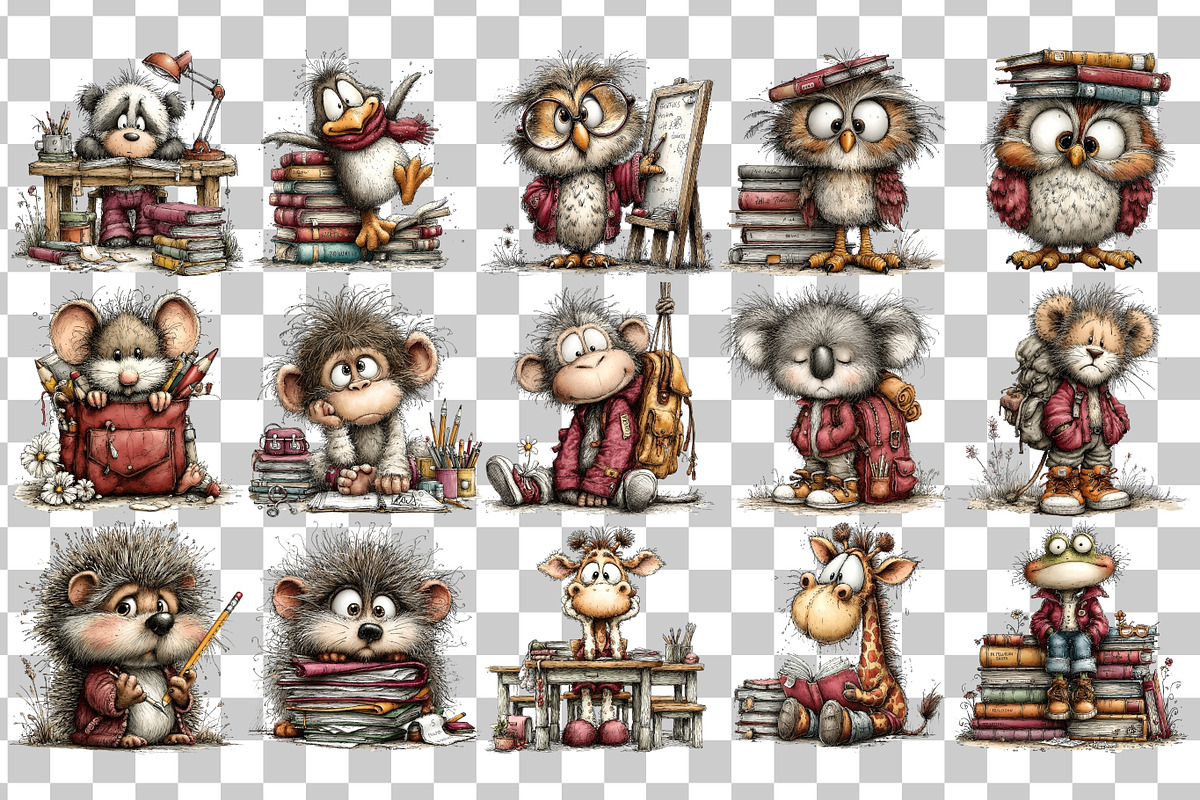 Back To School Animals Clipart, an Education Illustration by Nicolle's Colorful Art (Photo 3 of 4)