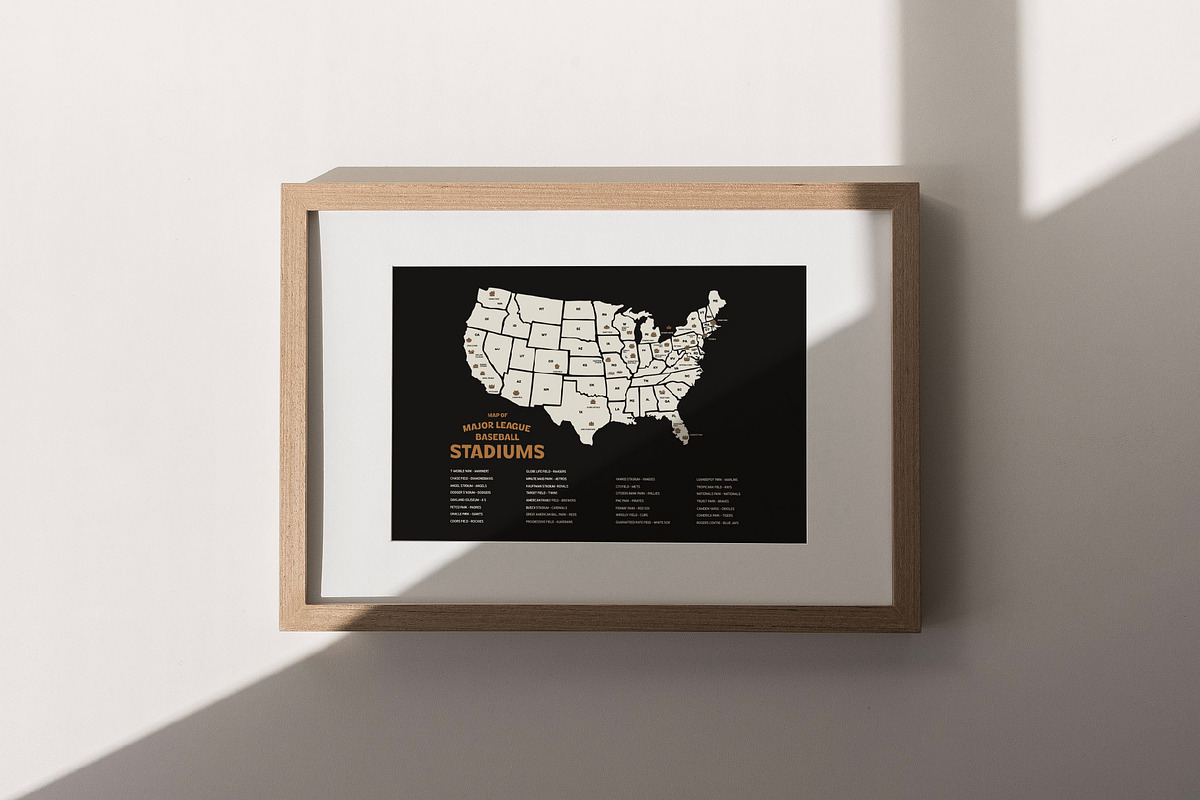 MLB Baseball Stadium Map Poster, a Poster Template by Nixon Design (Photo 5 of 7)