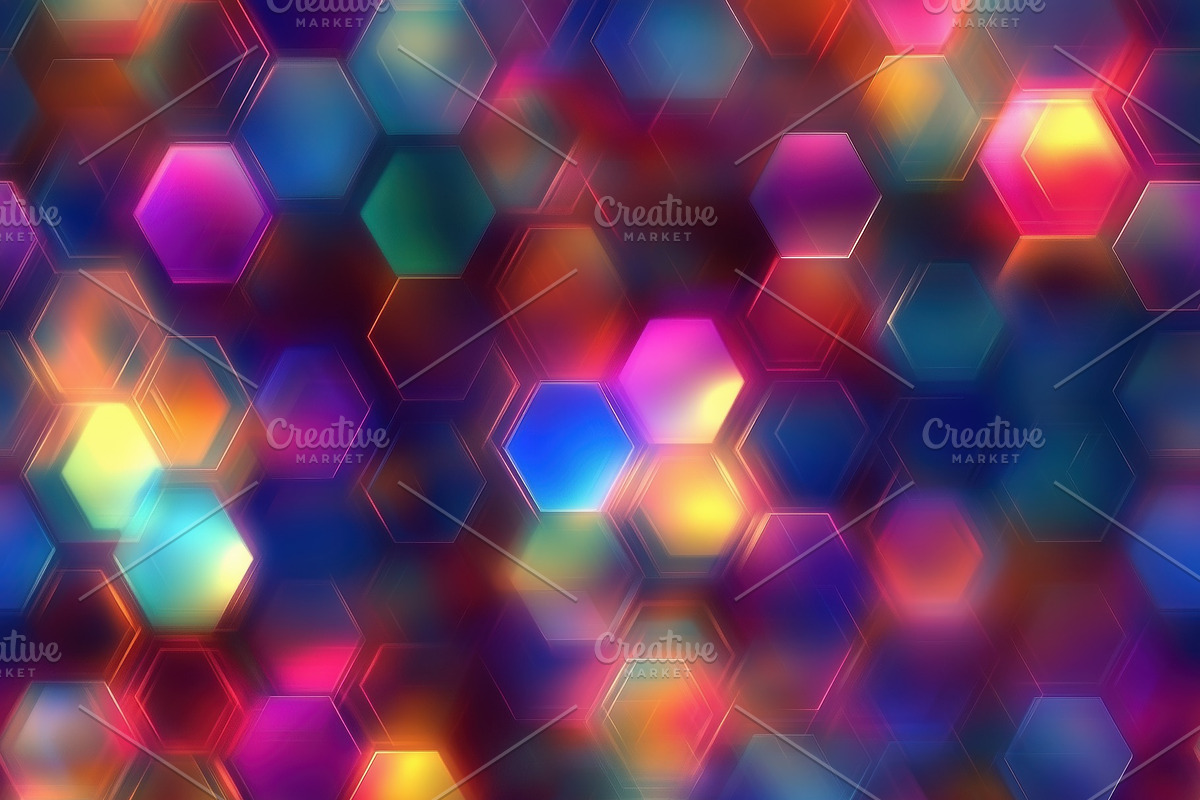 Seamless vibrant abstract background featuring a pattern of colorful hexagons i, a Pattern Graphic by Textures & Backgrounds