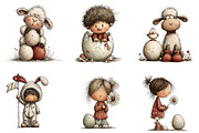 Easter Lamb Whimsical Clipart, an Illustration by CreationArt (Thumbnail 2 of 7)