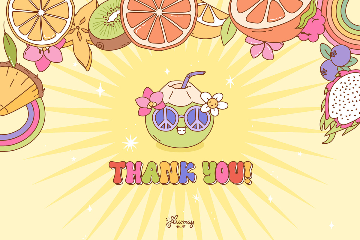 Groovy Retro Fruit Characters bundle, a Food Illustration by Huxmay (Photo 7 of 7)