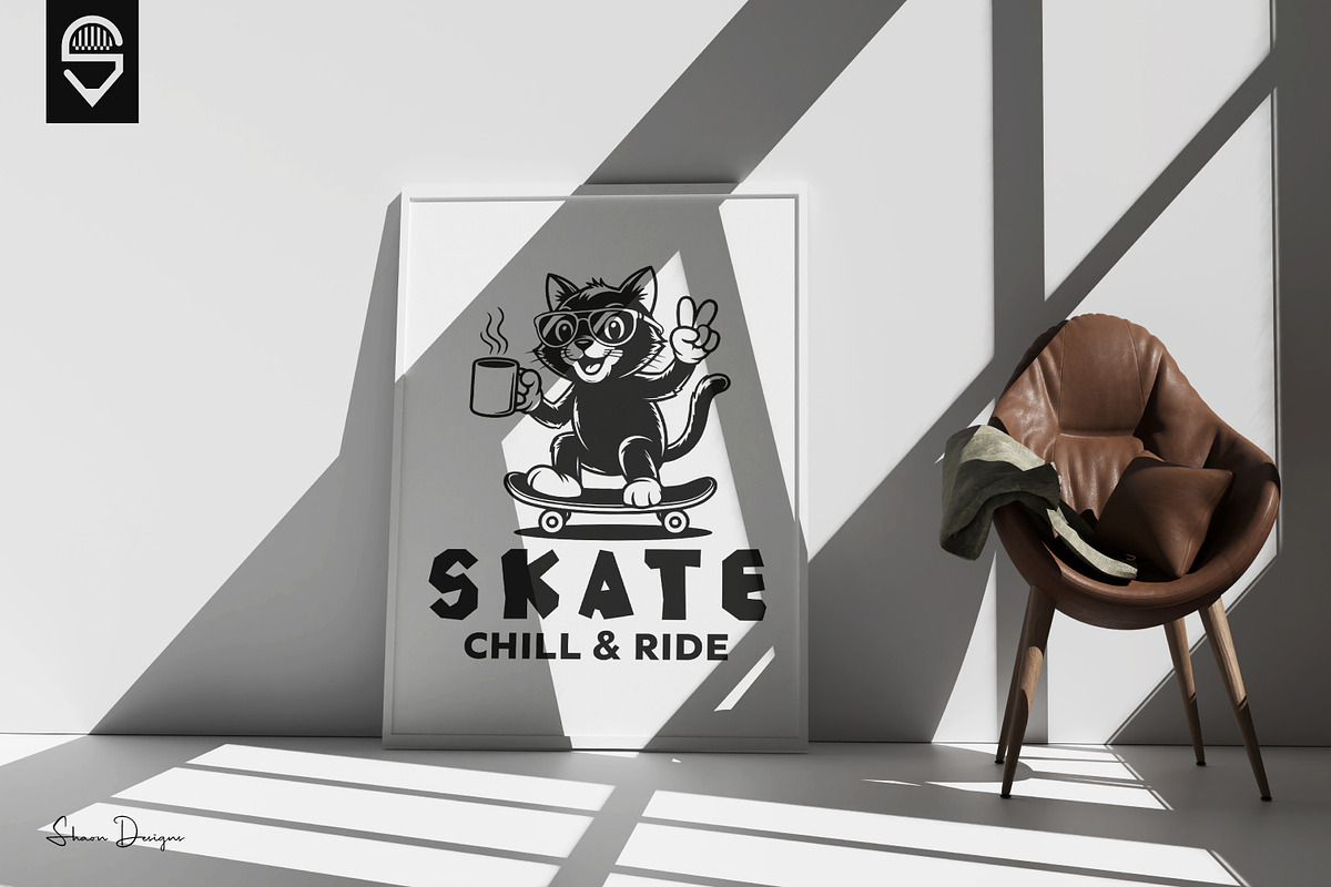Cool Skateboarding Cat, T-shirt, an Animal Illustration by shaondesigns (Photo 4 of 5)