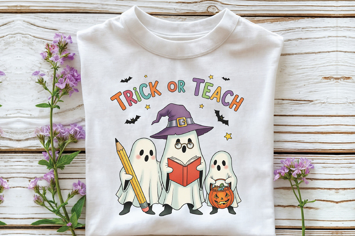 Retro Funny Halloween Teacher Ghost, an Illustration by CraftArtStudio (Photo 2 of 4)