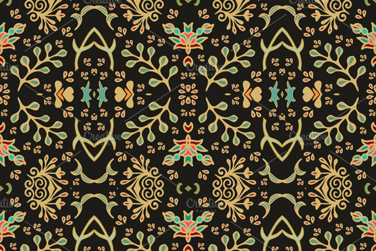 Set of 6 seamless flourish patterns preview 2