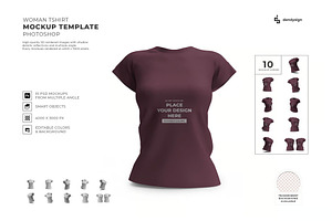 Woman Shirt Mockup Template Set, a Shirt Mockup by DesignRushMarket