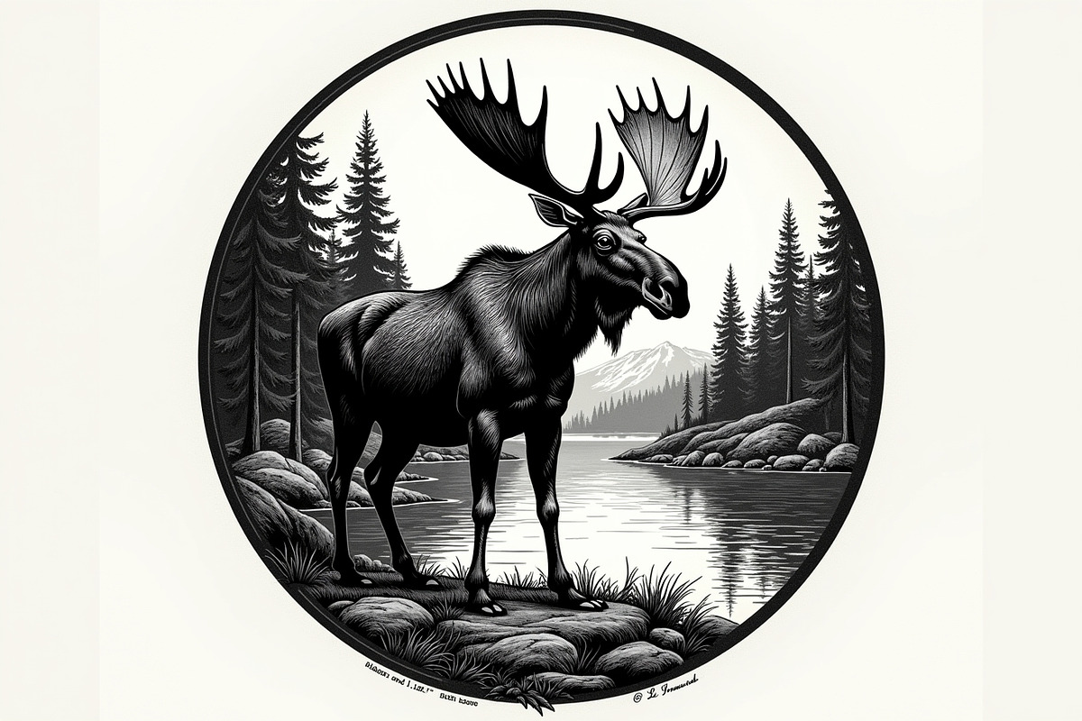 Moose with mountain in the forest, an Illustration by Amazin_art (Photo 13 of 13)