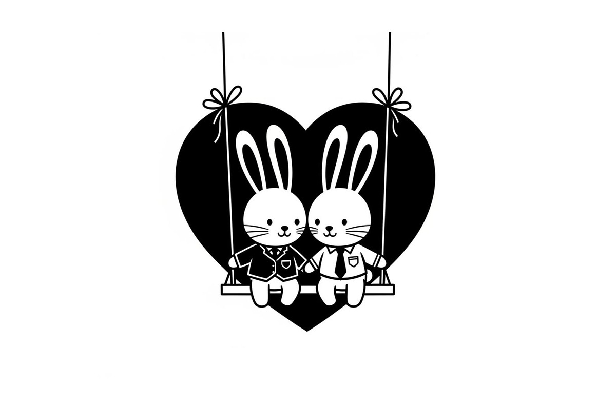 Cute Bunny Love Silhouette Icons, an Illustration by Creativeshirt (Photo 44 of 51)