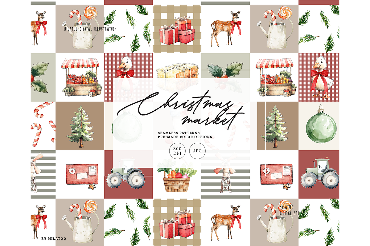 Christmas market pattern farm, a Pattern Graphic by Milatoo (Photo 1 of 3)