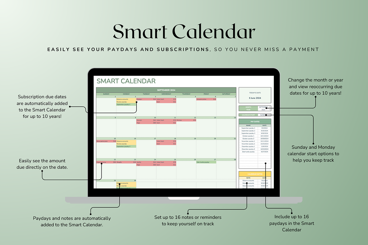 Standard Monthly Budget - Green, a Templates & Theme by The Creative Plans co (Photo 6 of 10)