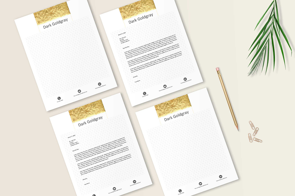 Gold Letterhead Template, a Background Graphic by Stanin Studio