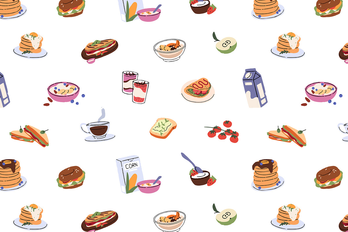 Healthy breakfast food set, template, a Food Illustration by PaperTrident (Photo 3 of 5)
