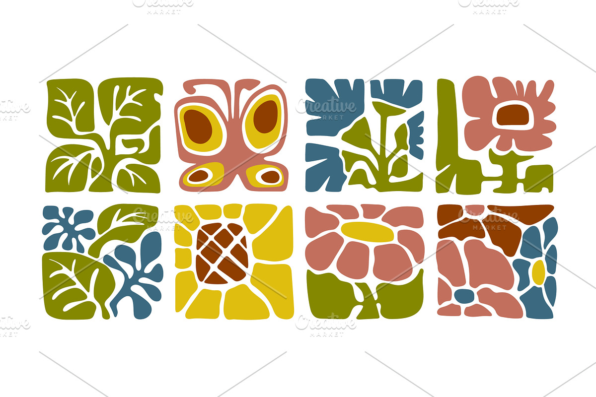 Floral boho style icons set isolated, an Object Illustration by art PVP - market