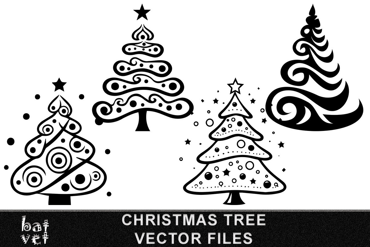 Christmas Tree SVG Vector File Design | Christmas Clipart, image size:1200x800