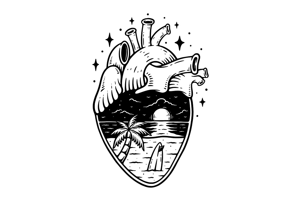 Tropical Heart Beach Illustration, an Object Illustration by Decoconio Design (Photo 2 of 3)