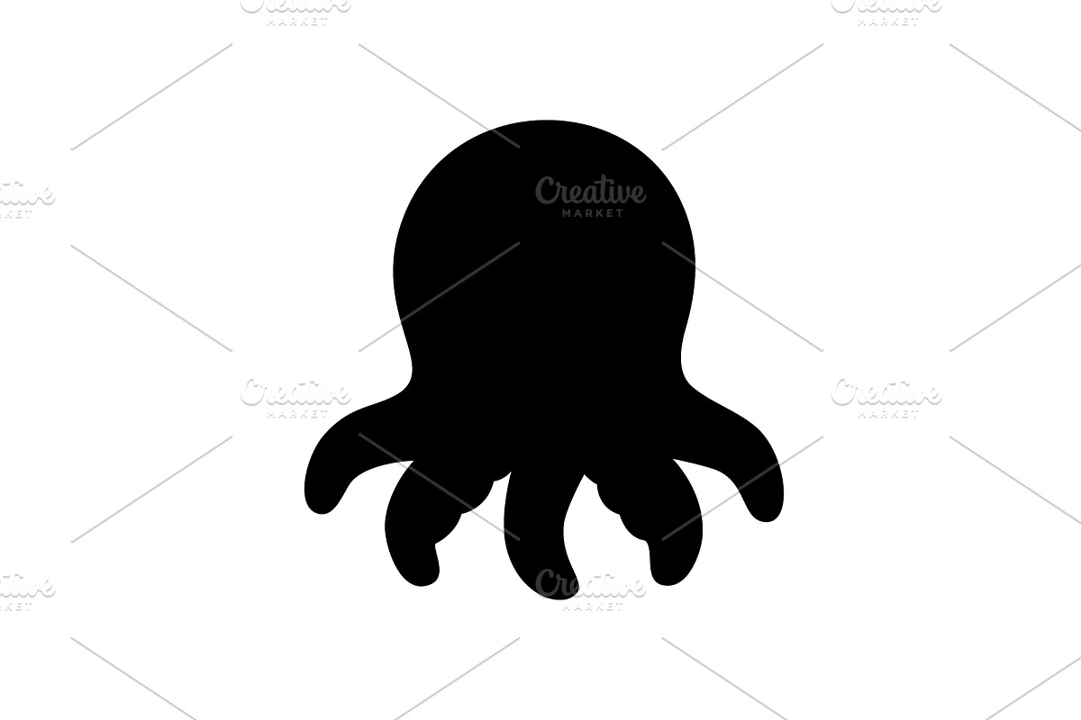 Cartoon octopus silhouette with, an Animal Illustration by GraphiShop