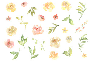 Pink & Yellow Watercolor Flowers