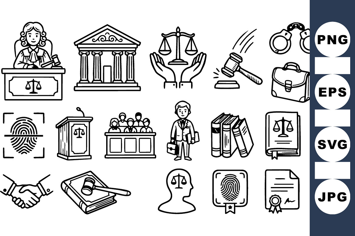 Legal Justice Icon Vector Set, an Illustration by designvectx (Photo 1 of 3)