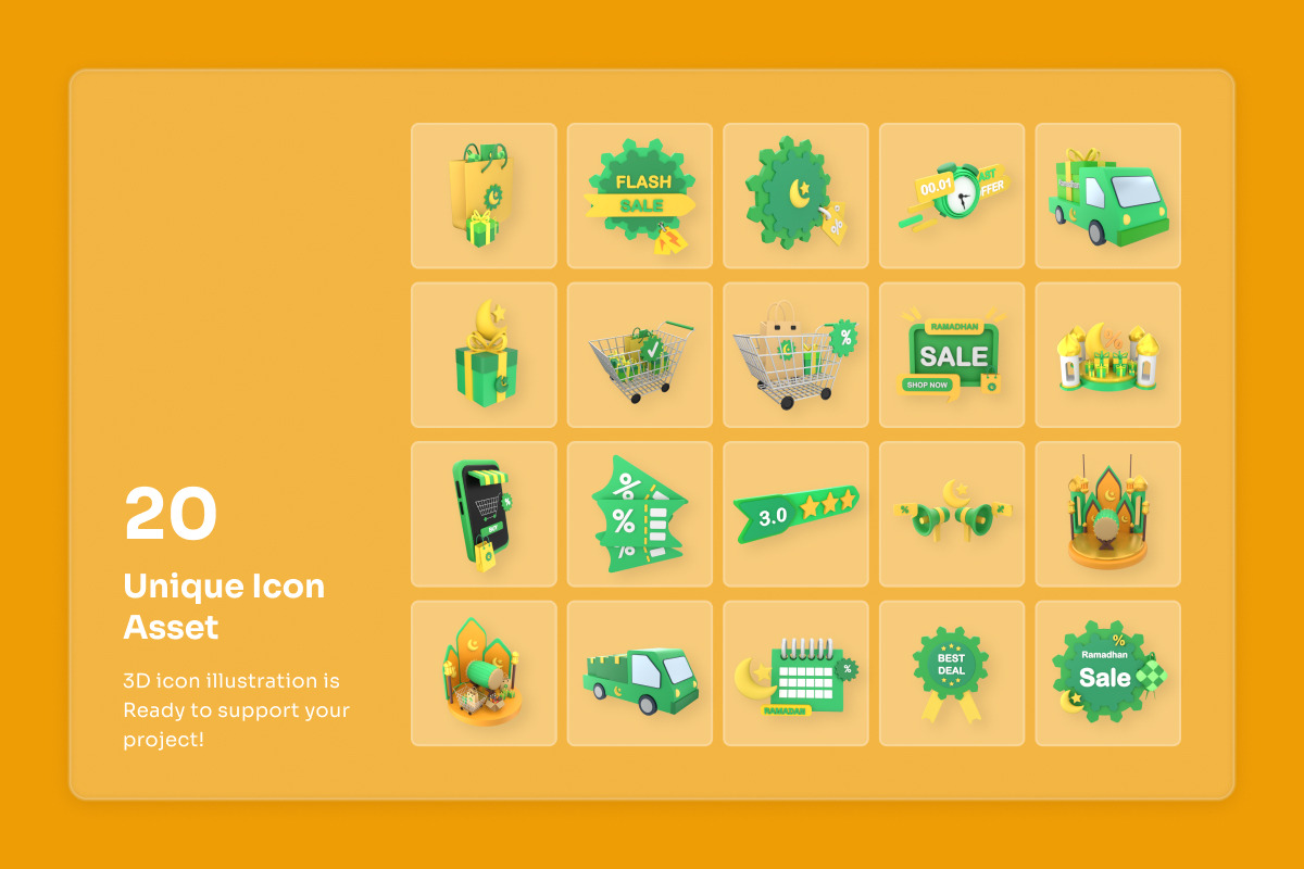 Ramadan E-Commerce 3D Campaign Icons, a Work Illustration by twinstd (Photo 6 of 6)