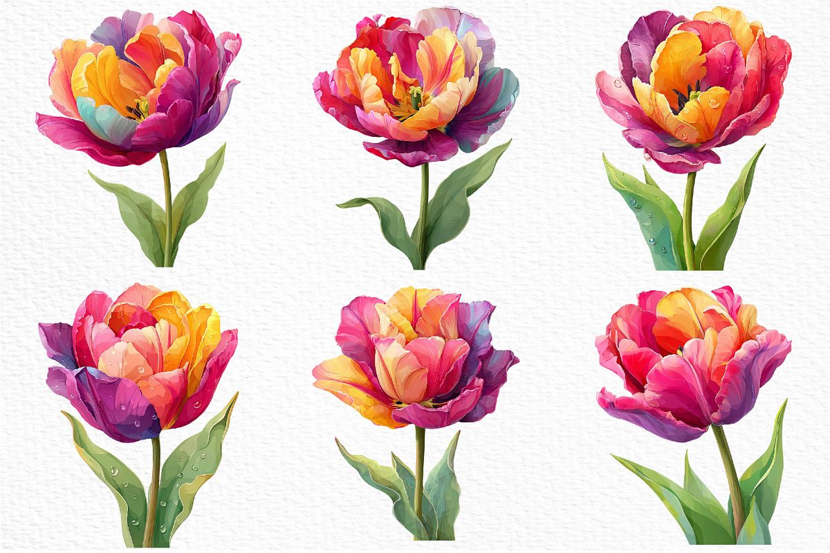 Whimsical Tulip Flower Clipart, an Illustration by Craft Nest (Photo 5 of 11)
