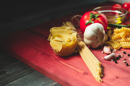 Tasty appetizing italian spaghetti pasta ingredients for kitchen, a Food & Drink Photo by Ministocker