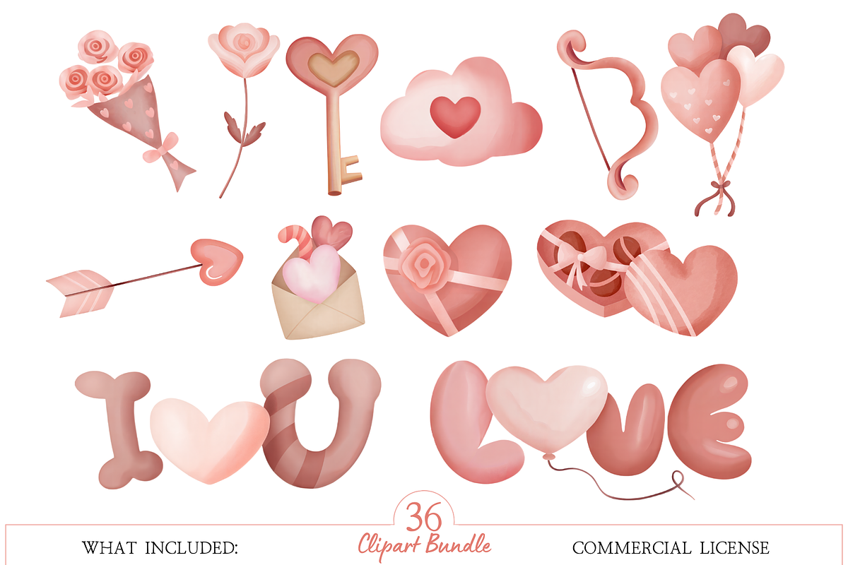 Watercolor Valentine Bear Clipart, an Illustration by MockupWizard (Photo 3 of 5)
