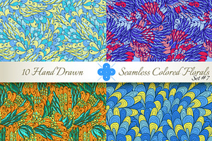 10 Colored Seamless Florals. Set 7