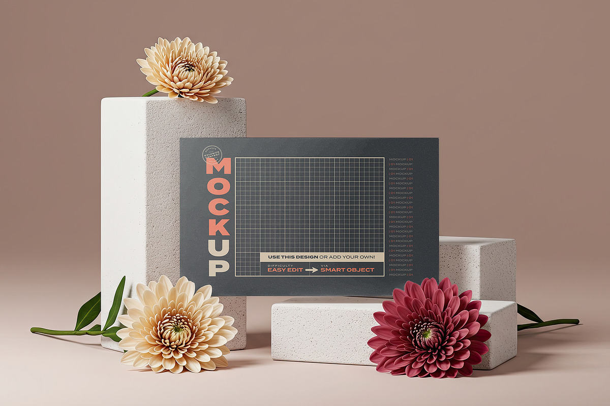 Pages and Cards with Flowers Mockups, a Mockup by Luuqas Design (Photo 8 of 9)