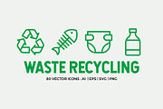 Waste Recycling Line Icons, an Outline Icon by Abstracto-Create (Thumbnail 1 of 6)