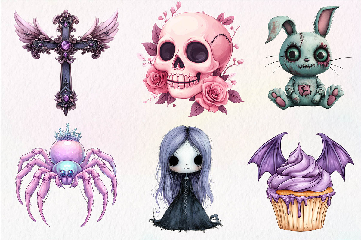 Pastel Gothic Halloween Clipart, an Illustration by Dream Creation (Photo 5 of 6)