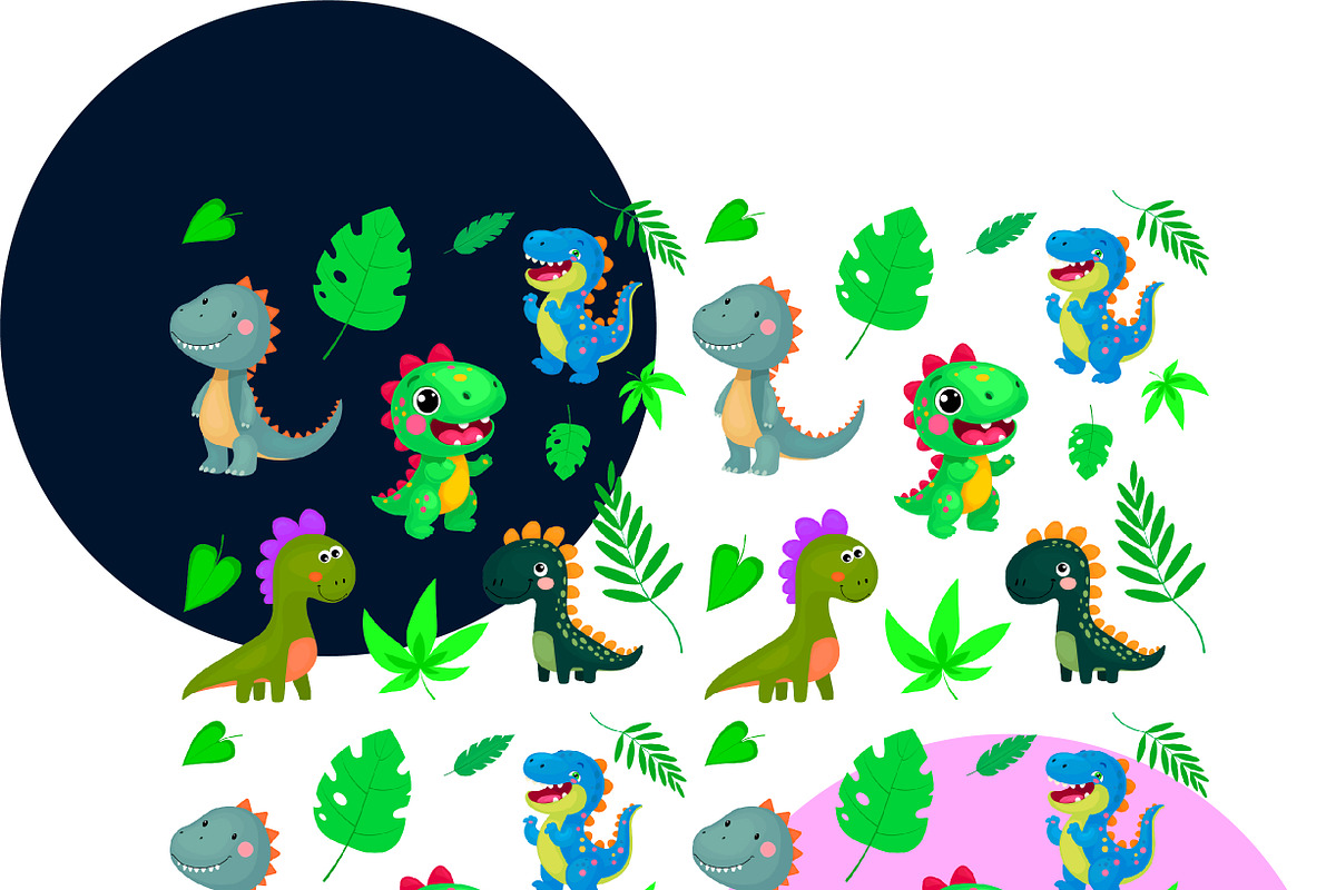 Dino Fun Pack Clipart & Patterns, an Illustration by ChubbyBunny Art (Photo 4 of 5)