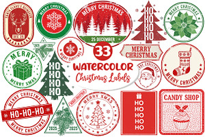 Vintage Christmas Stamp Collection, an Illustration by Dream Creation