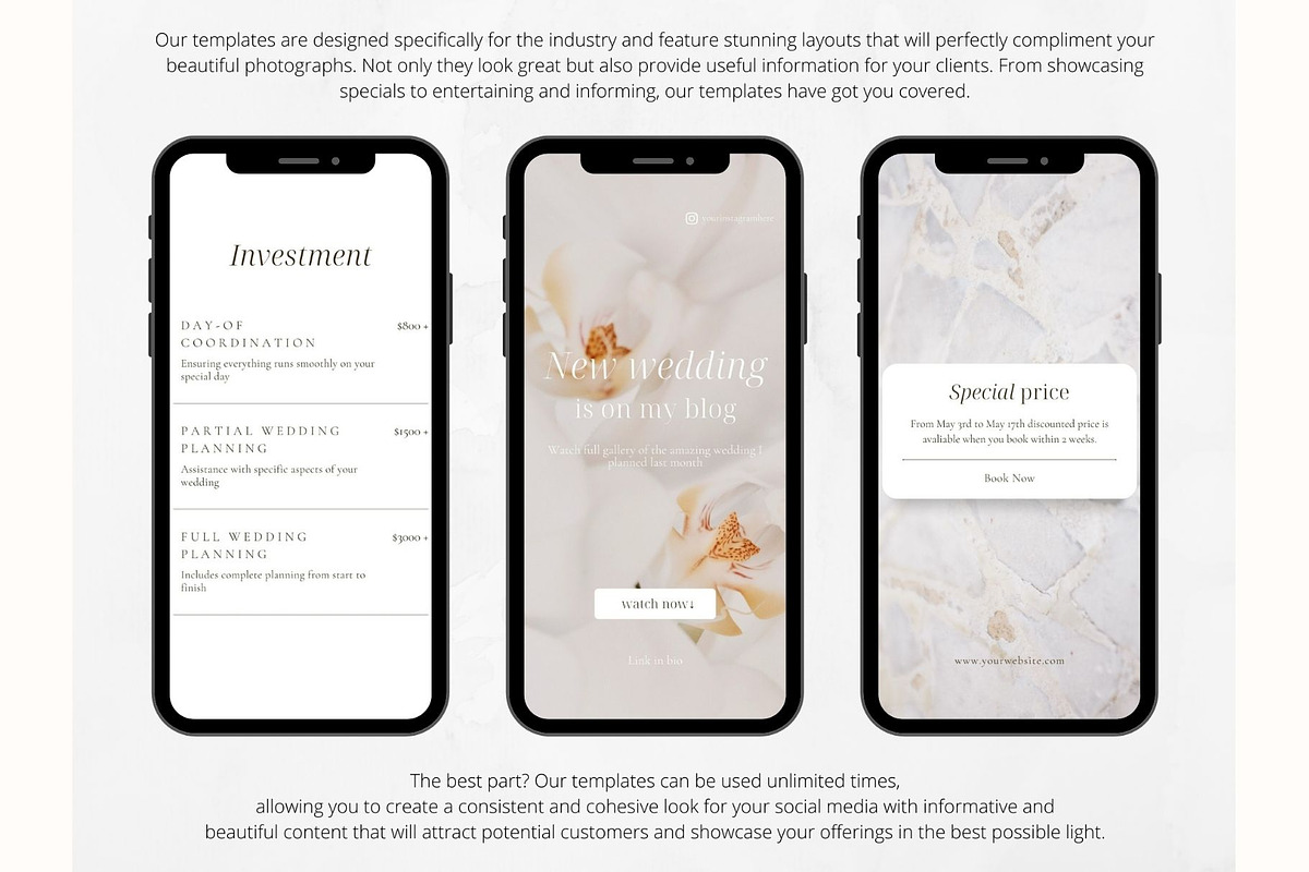 70 Wedding Event Planner Stories, a Social Media Template by PatternLab. (Photo 5 of 9)