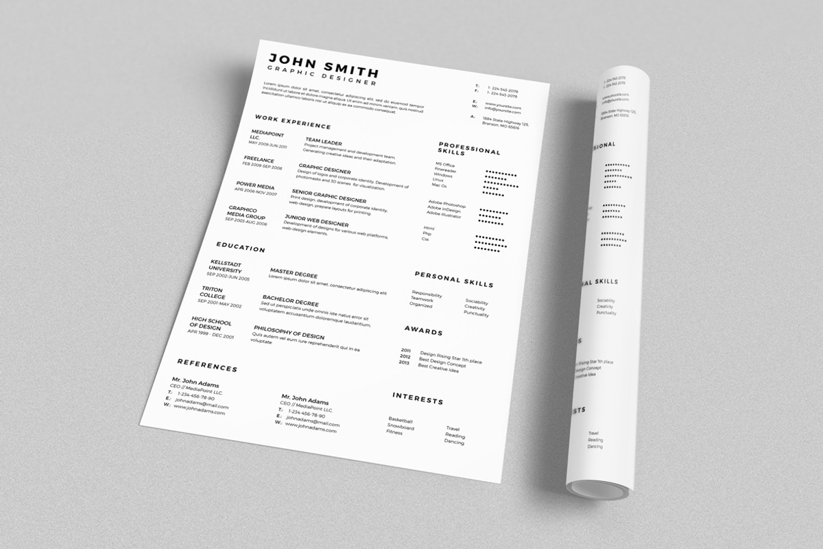 Simple Resume CV with Business Card, a Stationery Template by ND Design (Photo 2 of 11)