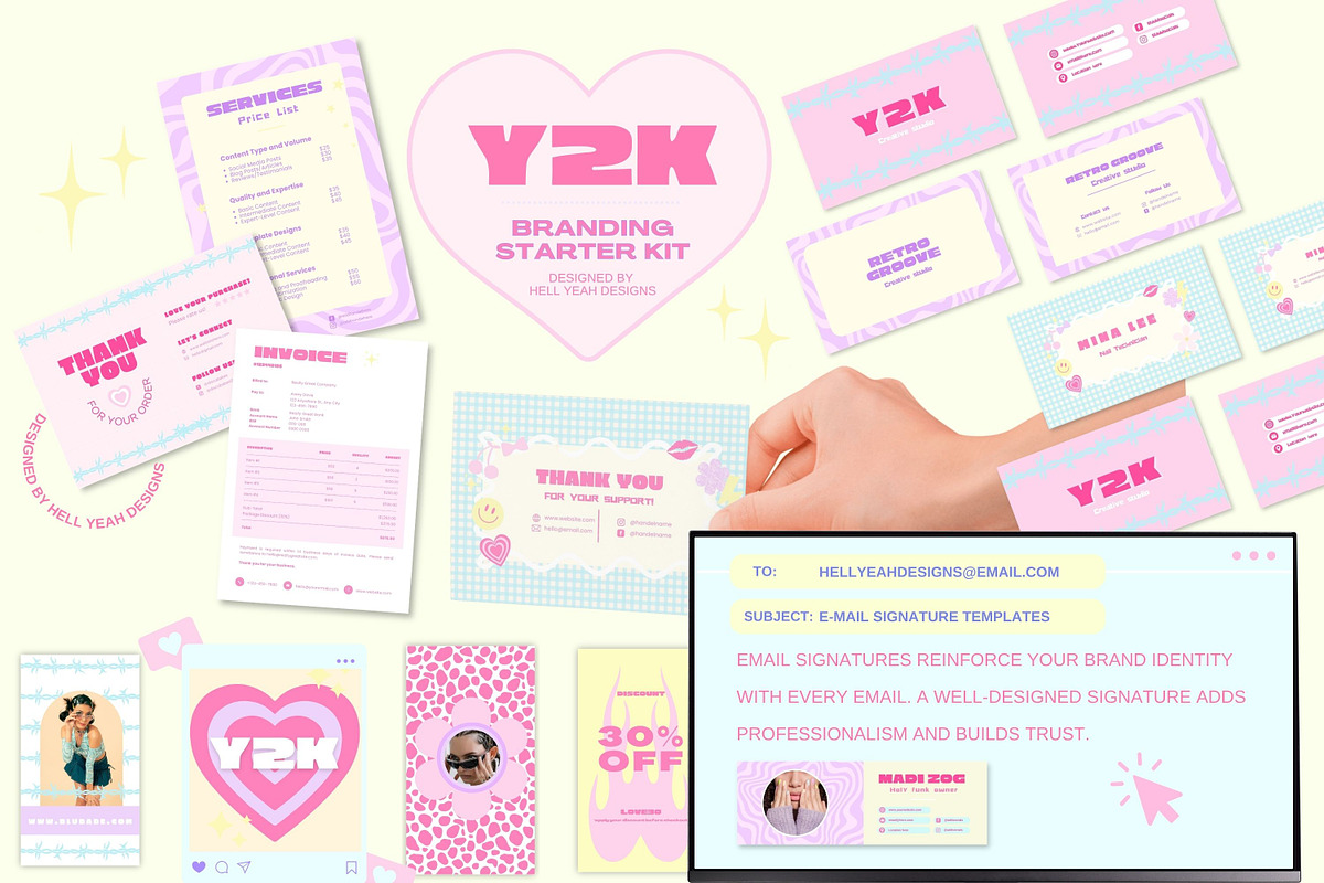 Y2K Vibes Branding Starter Kit Canva, a Branding & Logo Template by Hell Yeah Designs (Photo 2 of 20)